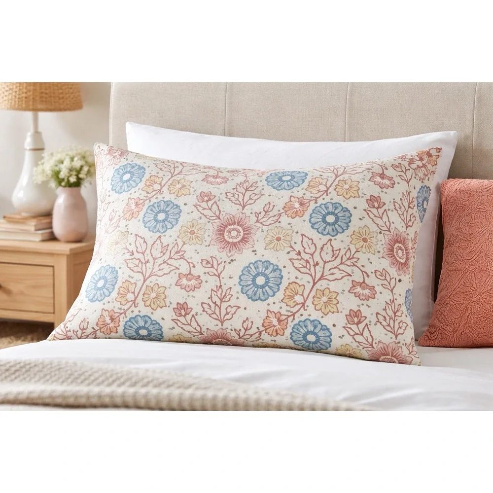 PBteen Organic Maya Medallion Sham Standard Floral Boho Cotton (1‎ Sham)